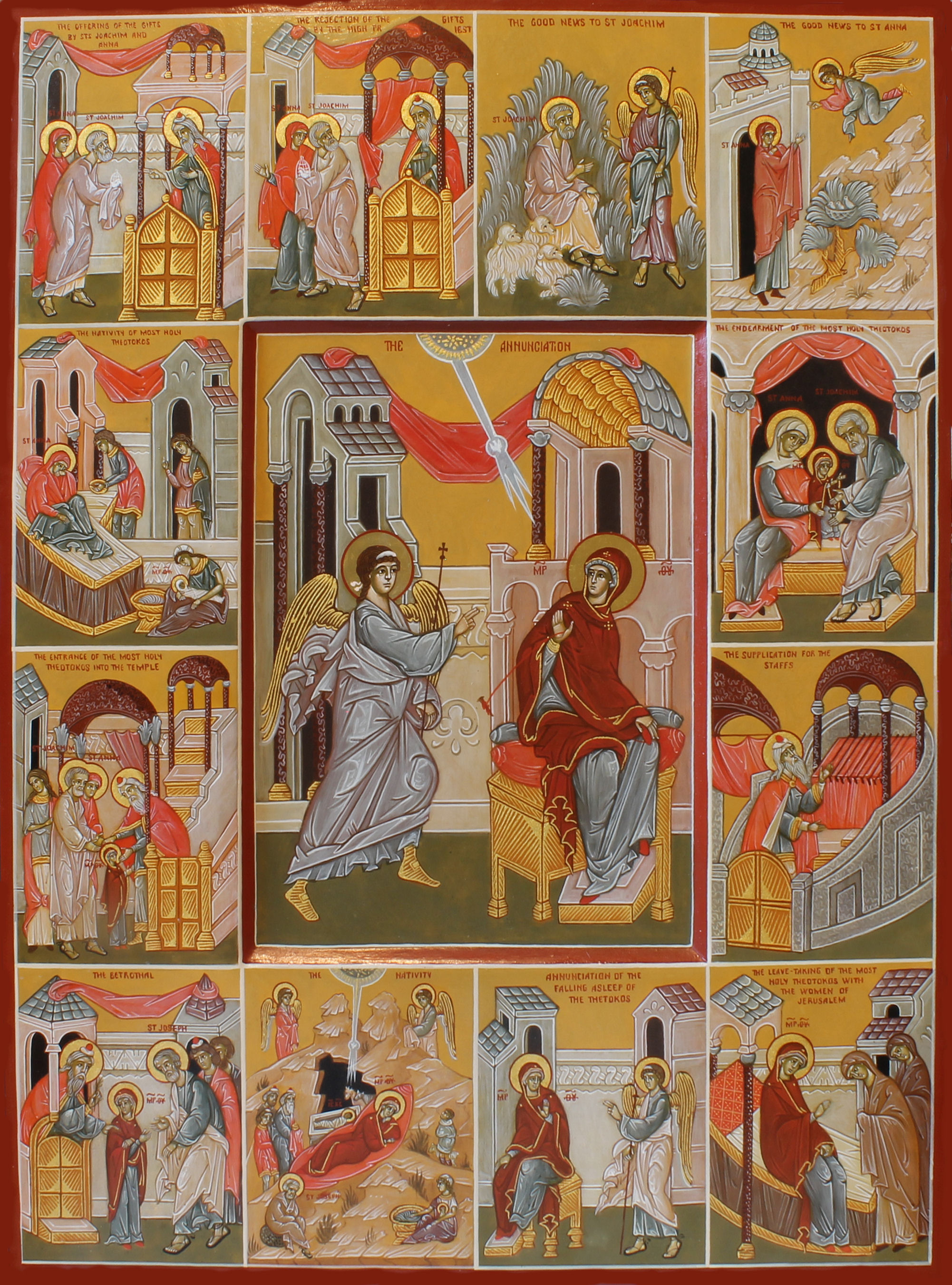The Annunciation with the life of Theotokos kleimas - St. Nicholas Orthodox Church Salem MA by Anna Gouriev-Pokrovsky