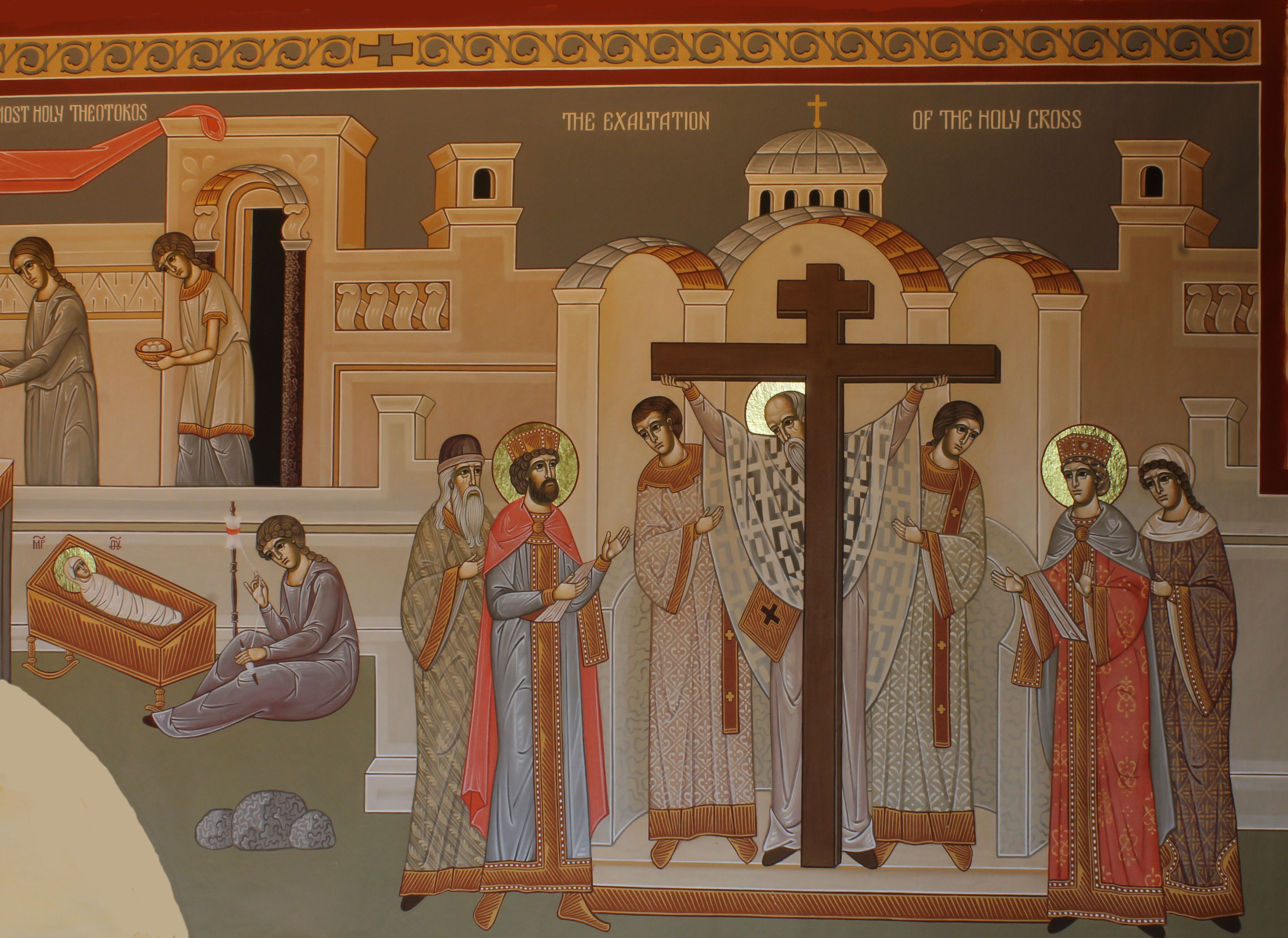 Wall painting exaltation of the holy Cross - St. Nicholas Orthodox Church Salem MA Good by Anna Gouriev-Pokrovsky