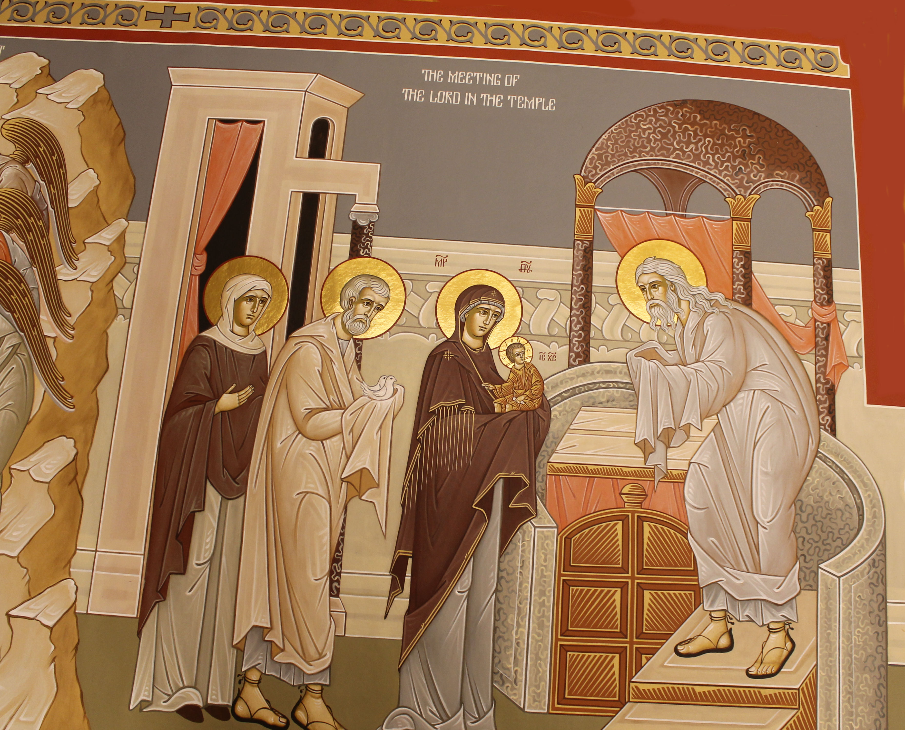 Wall painting the meeting of the Lord in the temple - St. Nicholas Orthodox Church Salem MA by Anna Gouriev-Pokrovsky