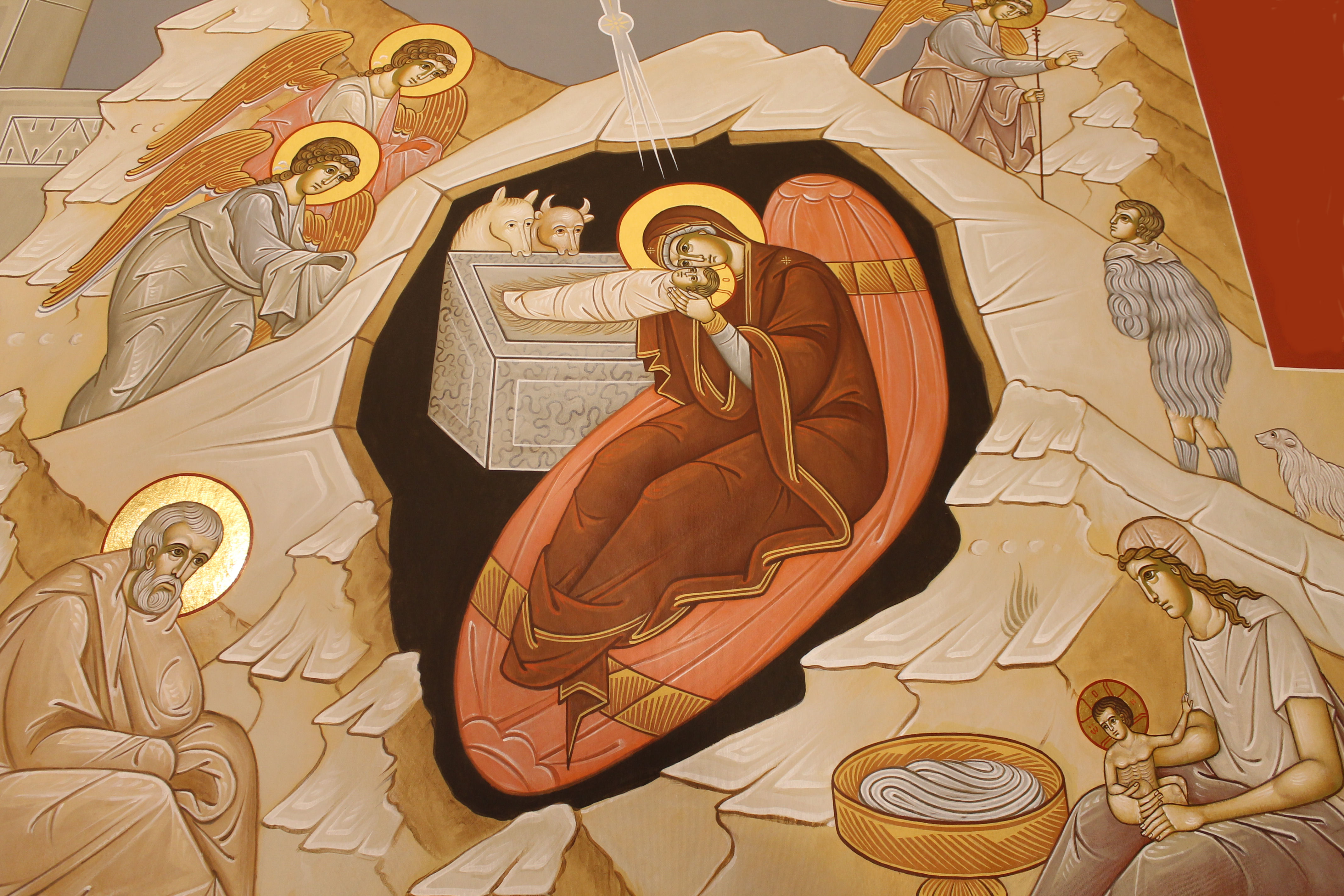 Wall painting The nativity - St. Nicholas Orthodox Church Salem MA by Anna Gouriev-Pokrovsky